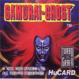 Top of cartridge artwork for Samurai Ghost on the NEC TurboGrafx-16.