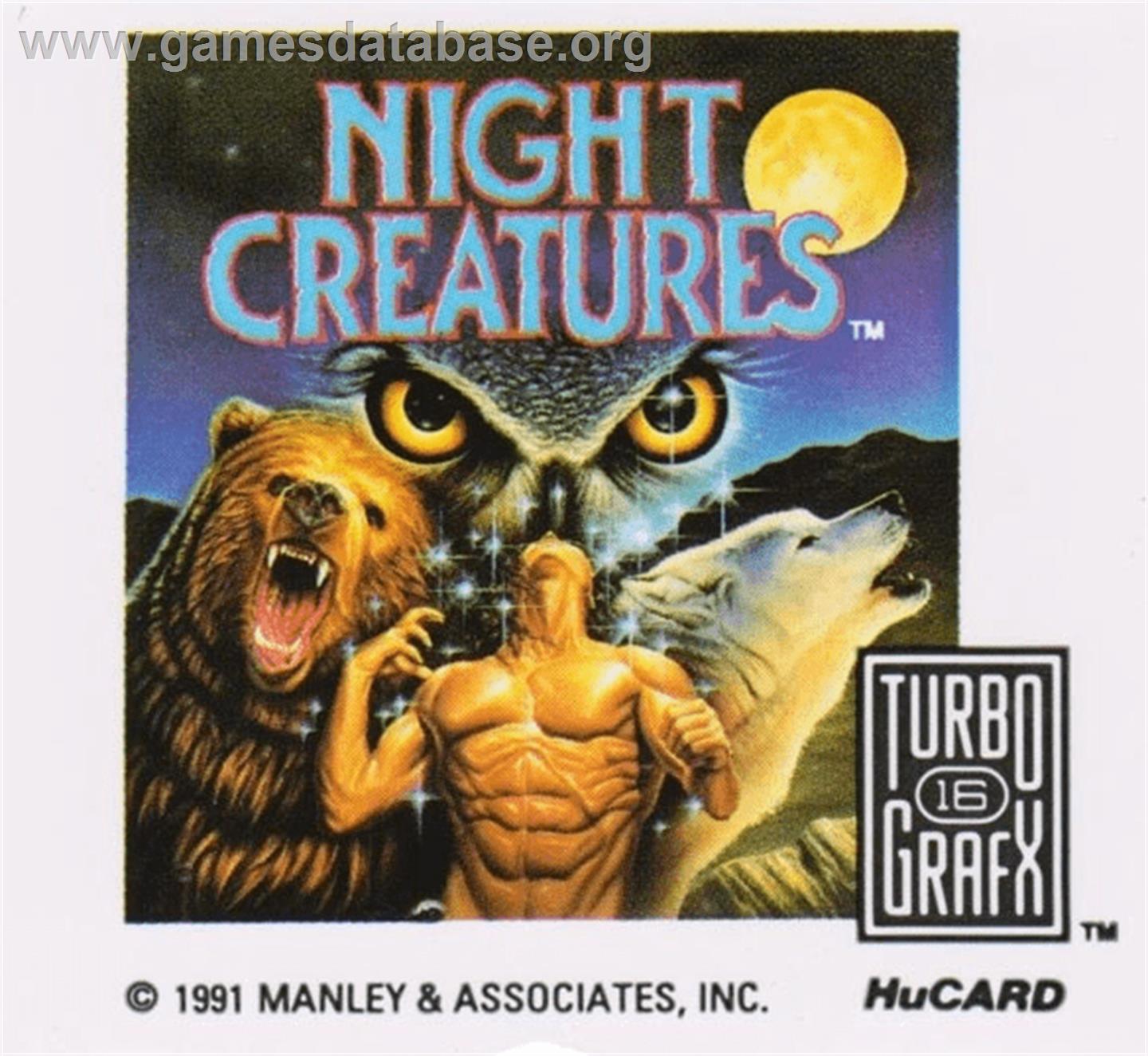 Night Creatures - NEC TurboGrafx-16 - Artwork - Cartridge Top