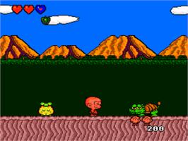In game image of Bonk's Adventure on the NEC TurboGrafx-16.