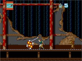 In game image of Ninja Spirit on the NEC TurboGrafx-16.