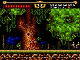In game image of The Legendary Axe on the NEC TurboGrafx-16.