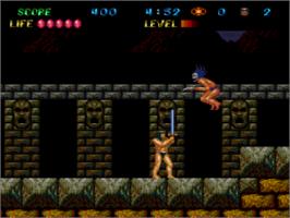 In game image of The Legendary Axe II on the NEC TurboGrafx-16.