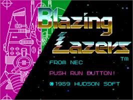 Title screen of Blazing Lazers on the NEC TurboGrafx-16.