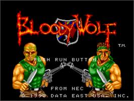 Title screen of Bloody Wolf on the NEC TurboGrafx-16.