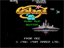 Title screen of Galaga '90 on the NEC TurboGrafx-16.