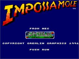 Title screen of Impossamole on the NEC TurboGrafx-16.