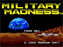Title screen of Military Madness on the NEC TurboGrafx-16.