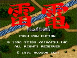 Title screen of Raiden on the NEC TurboGrafx-16.