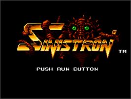Title screen of Sinistron on the NEC TurboGrafx-16.