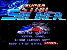 Title screen of Super Star Soldier on the NEC TurboGrafx-16.