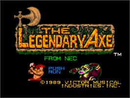 Title screen of The Legendary Axe on the NEC TurboGrafx-16.