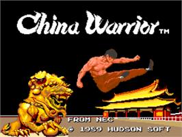 Title screen of The Ninja Warriors on the NEC TurboGrafx-16.