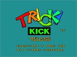 Title screen of Tricky Kick on the NEC TurboGrafx-16.