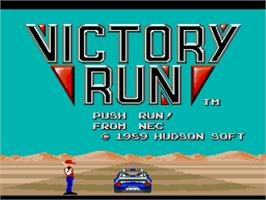 Title screen of Victory Run on the NEC TurboGrafx-16.