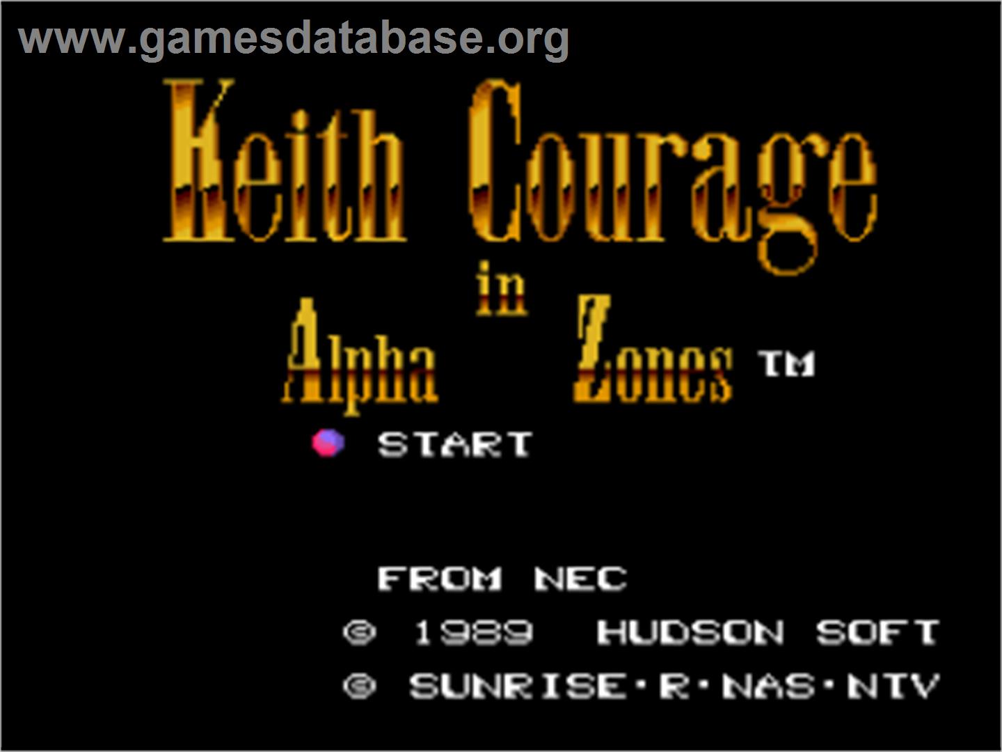 Keith Courage in Alpha Zones - NEC TurboGrafx-16 - Artwork - Title Screen
