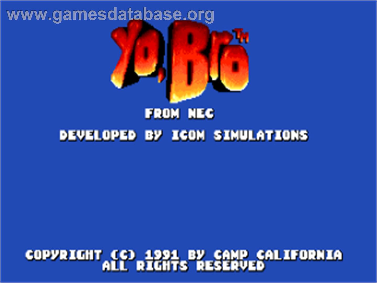 Yo, Bro - NEC TurboGrafx-16 - Artwork - Title Screen