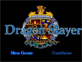Title screen of Dragon Slayer: The Legend of Heroes on the NEC TurboGrafx CD.