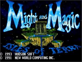 Title screen of Might and Magic III: Isles of Terra on the NEC TurboGrafx CD.