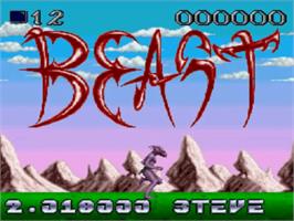 Title screen of Shadow of the Beast on the NEC TurboGrafx CD.