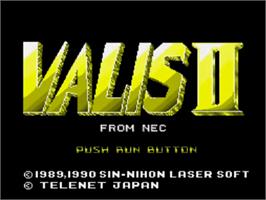 Title screen of Valis 2 on the NEC TurboGrafx CD.