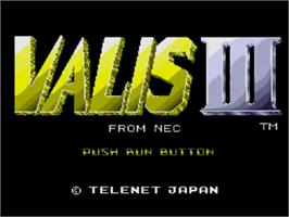 Title screen of Valis 3 on the NEC TurboGrafx CD.