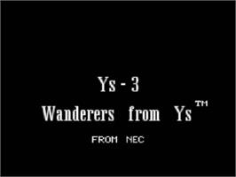 Title screen of Ys III: Wanderers from Ys on the NEC TurboGrafx CD.