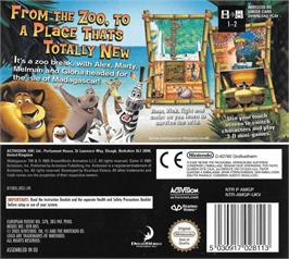 Box back cover for Madagascar on the Nintendo DS.