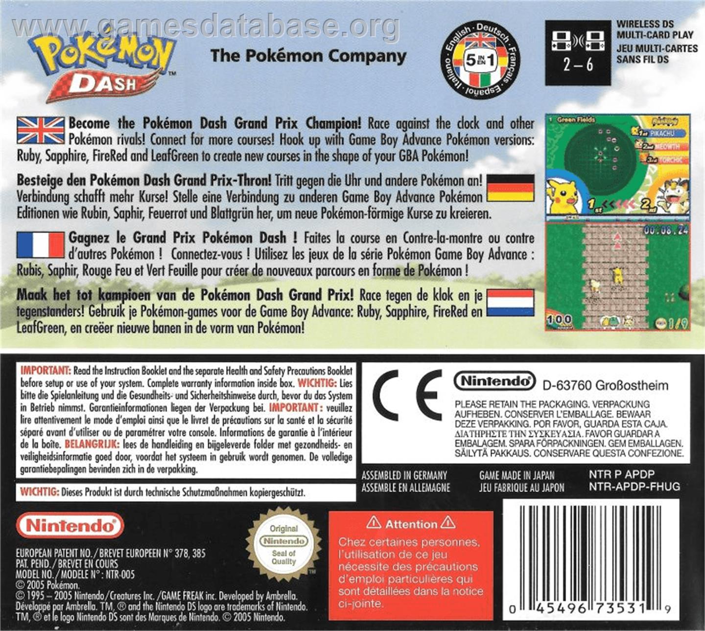 Pokemon Diamond - Nintendo DS - Artwork - Box Back