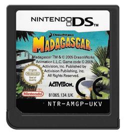 Cartridge artwork for Madagascar on the Nintendo DS.