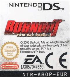 Top of cartridge artwork for Burnout Legends on the Nintendo DS.