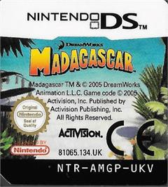 Top of cartridge artwork for Madagascar on the Nintendo DS.