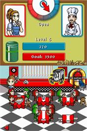 In game image of Diner Dash: Sizzle & Serve on the Nintendo DS.