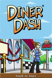 Title screen of Diner Dash: Sizzle & Serve on the Nintendo DS.