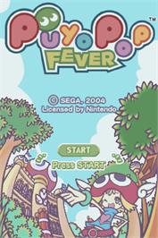 Title screen of Puyo Puyo Fever 2 on the Nintendo DS.