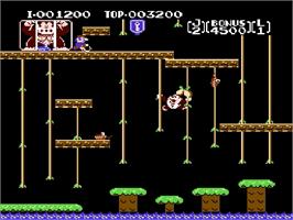 In game image of Donkey Kong Jr. on the Nintendo Famicom Disk System.