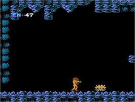 In game image of Metroid on the Nintendo Famicom Disk System.