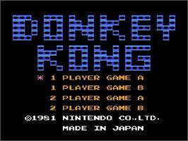 Title screen of Donkey Kong on the Nintendo Famicom Disk System.