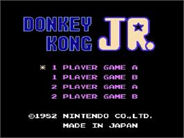 Title screen of Donkey Kong Jr. on the Nintendo Famicom Disk System.