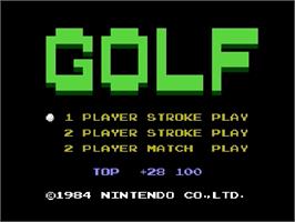 Title screen of Golf on the Nintendo Famicom Disk System.