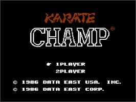 Title screen of Karate Champ on the Nintendo Famicom Disk System.
