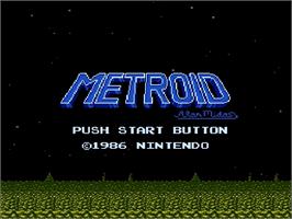 Title screen of Metroid on the Nintendo Famicom Disk System.