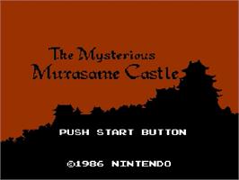 Title screen of Nazo no Murasame Jou on the Nintendo Famicom Disk System.