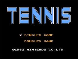 Title screen of Tennis on the Nintendo Famicom Disk System.
