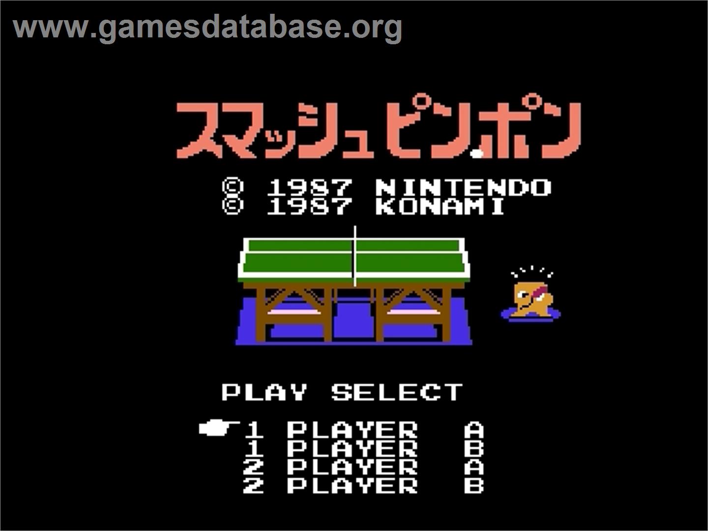 Smash Ping Pong - Nintendo Famicom Disk System - Artwork - Title Screen