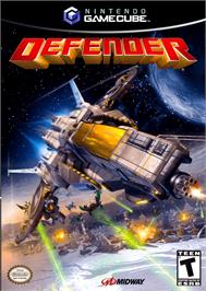 Box cover for Defender on the Nintendo GameCube.