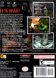 Box back cover for Army Men: Sarge's War on the Nintendo GameCube.