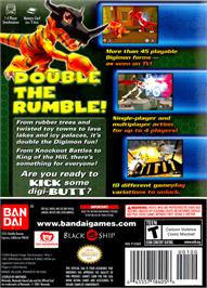 Box back cover for Digimon Rumble Arena 2 on the Nintendo GameCube.