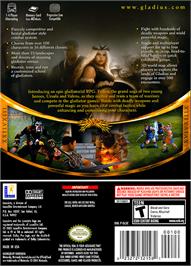 Box back cover for Gladius on the Nintendo GameCube.