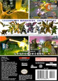 Box back cover for Godzilla: Destroy All Monsters Melee on the Nintendo GameCube.