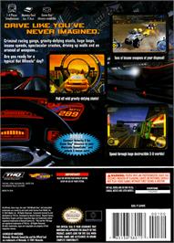 Box back cover for Hot Wheels: Velocity X on the Nintendo GameCube.